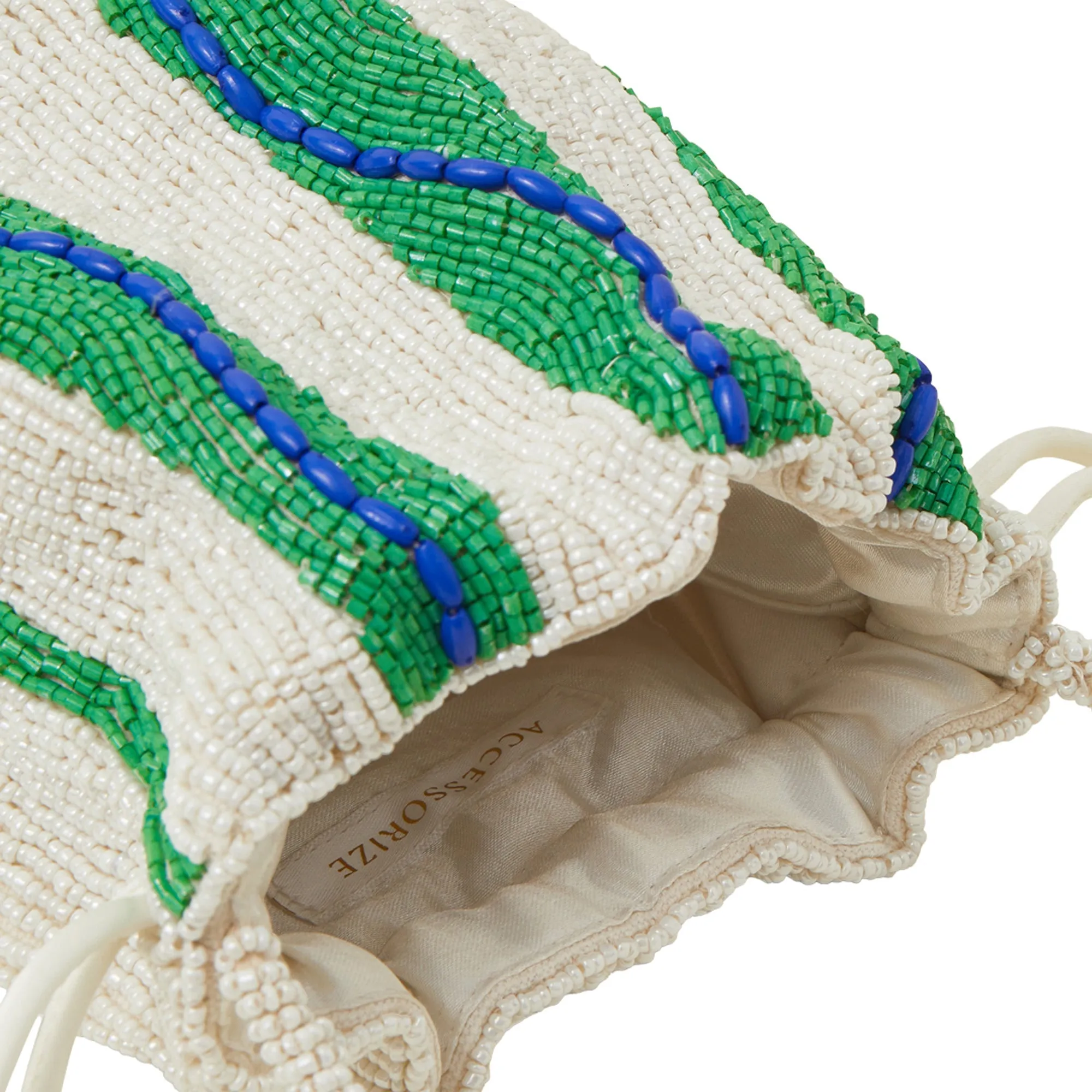 Accessorize London Women's White Hand-Beaded Stripe Duffle Bag