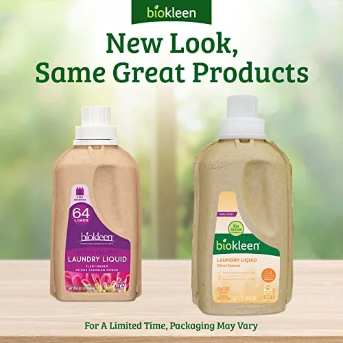 Biokleen Natural Laundry Detergent – 64 HE Loads - Liquid, Concentrated, Eco-Friendly, Non-Toxic, Plant-Based, No Artificial Fragrance, Colors or Preservatives, Citrus Essence