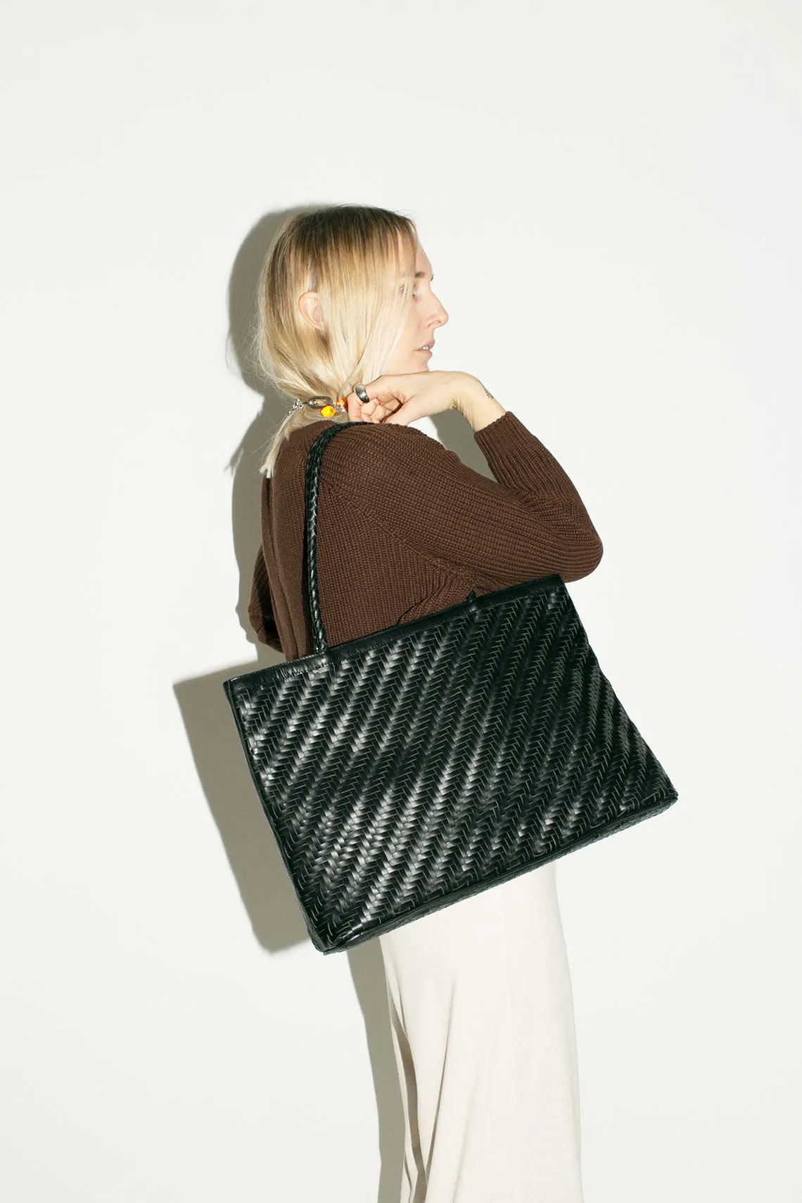 Black Woven Gabrielle Bag