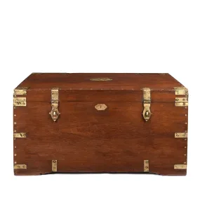 Brass Bound Teak Indian Military Chest -19thC