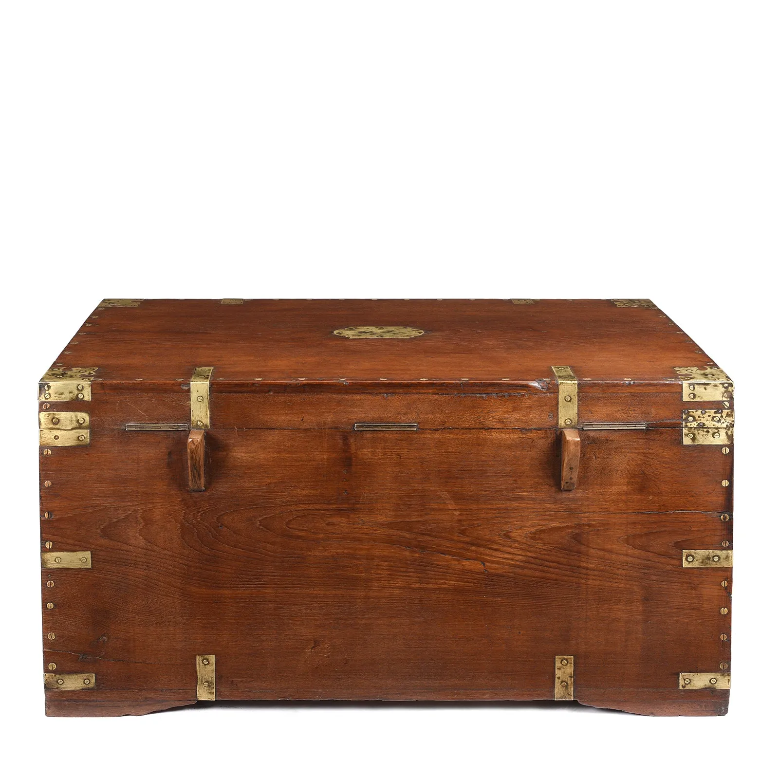 Brass Bound Teak Indian Military Chest -19thC