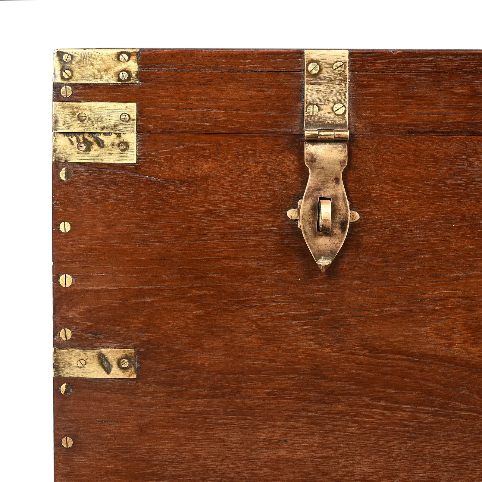 Brass Bound Teak Indian Military Chest -19thC