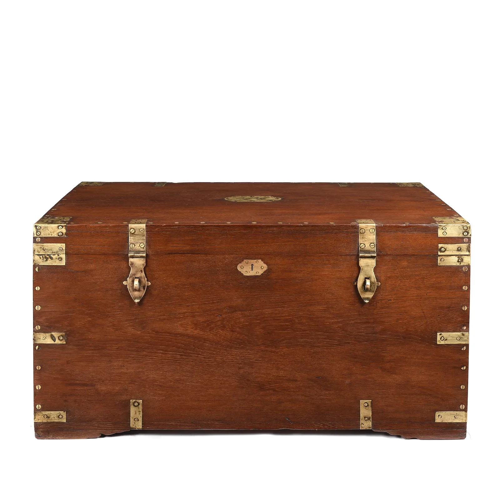 Brass Bound Teak Indian Military Chest -19thC