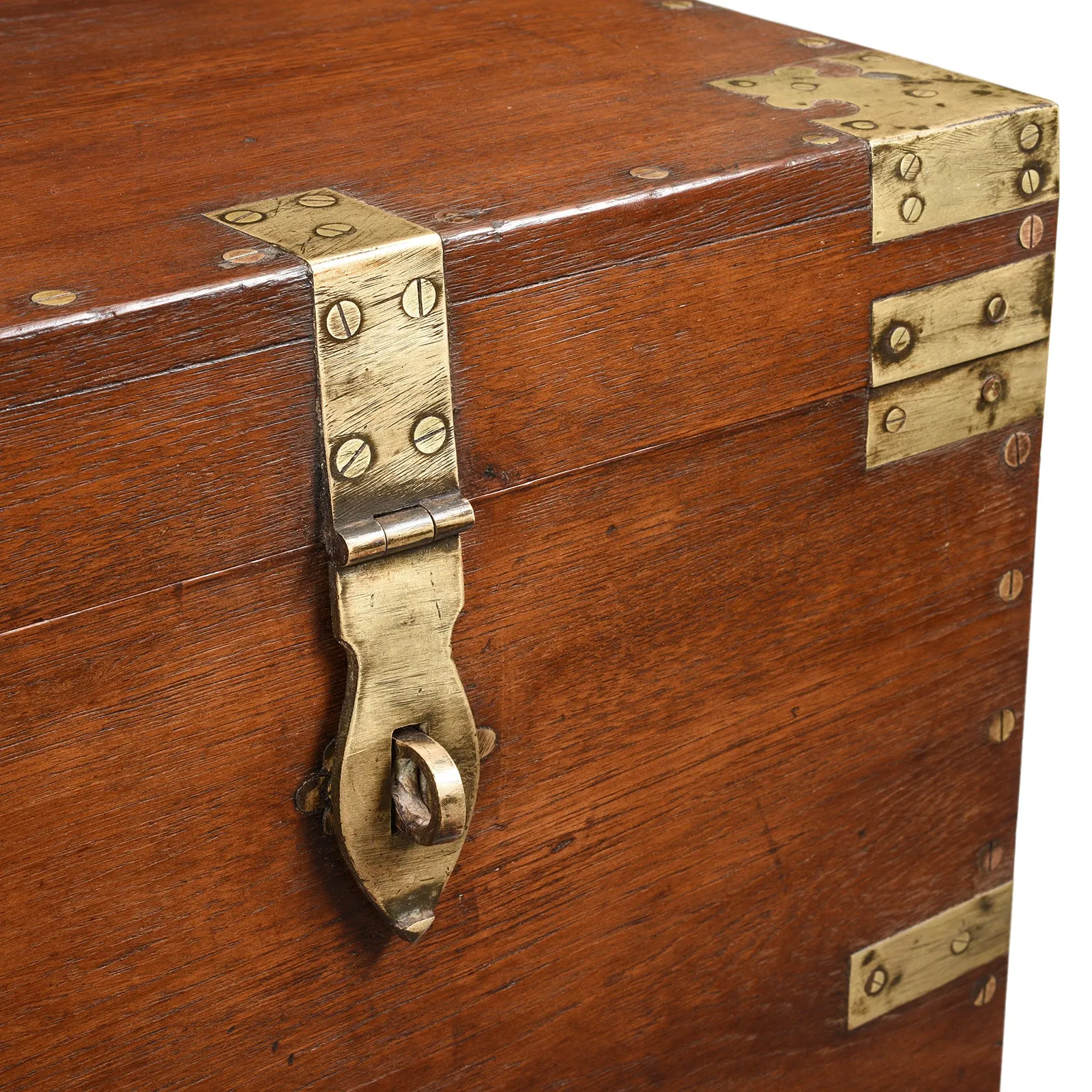 Brass Bound Teak Indian Military Chest -19thC
