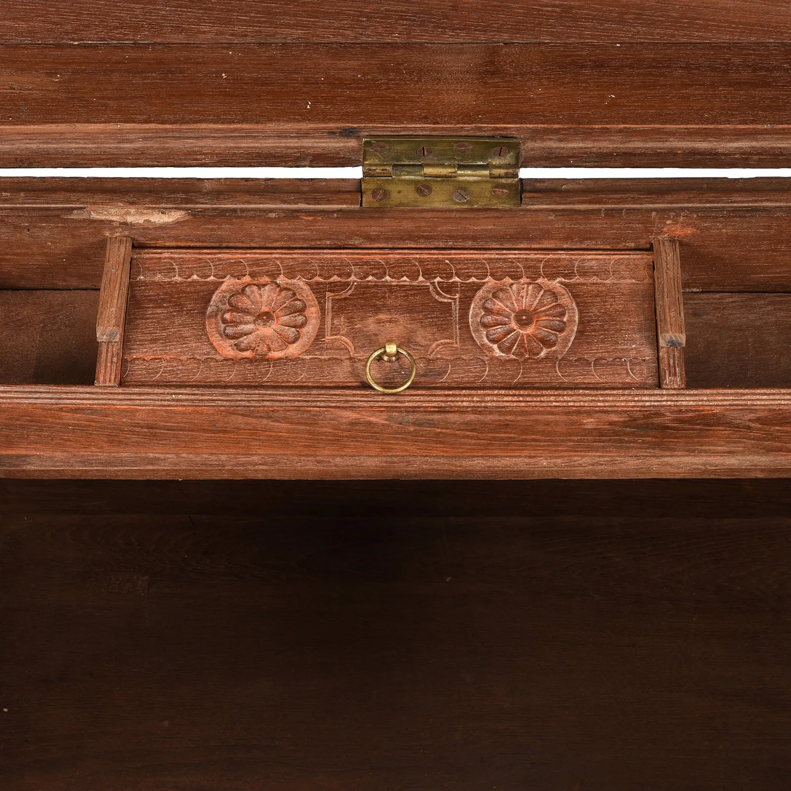 Brass Bound Teak Military Chest From Burma - 19th Century