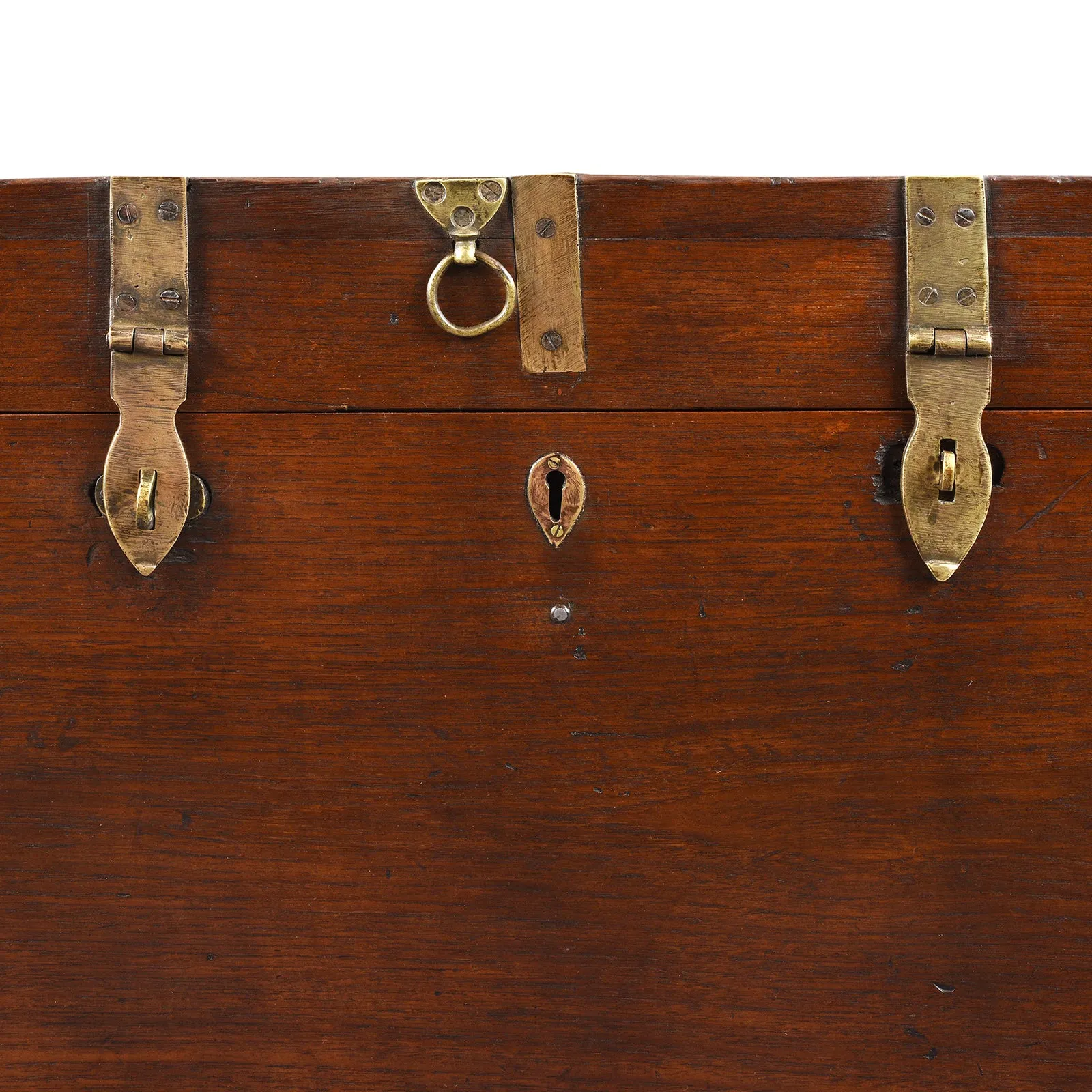 Brass Bound Teak Military Chest From Burma - 19th Century
