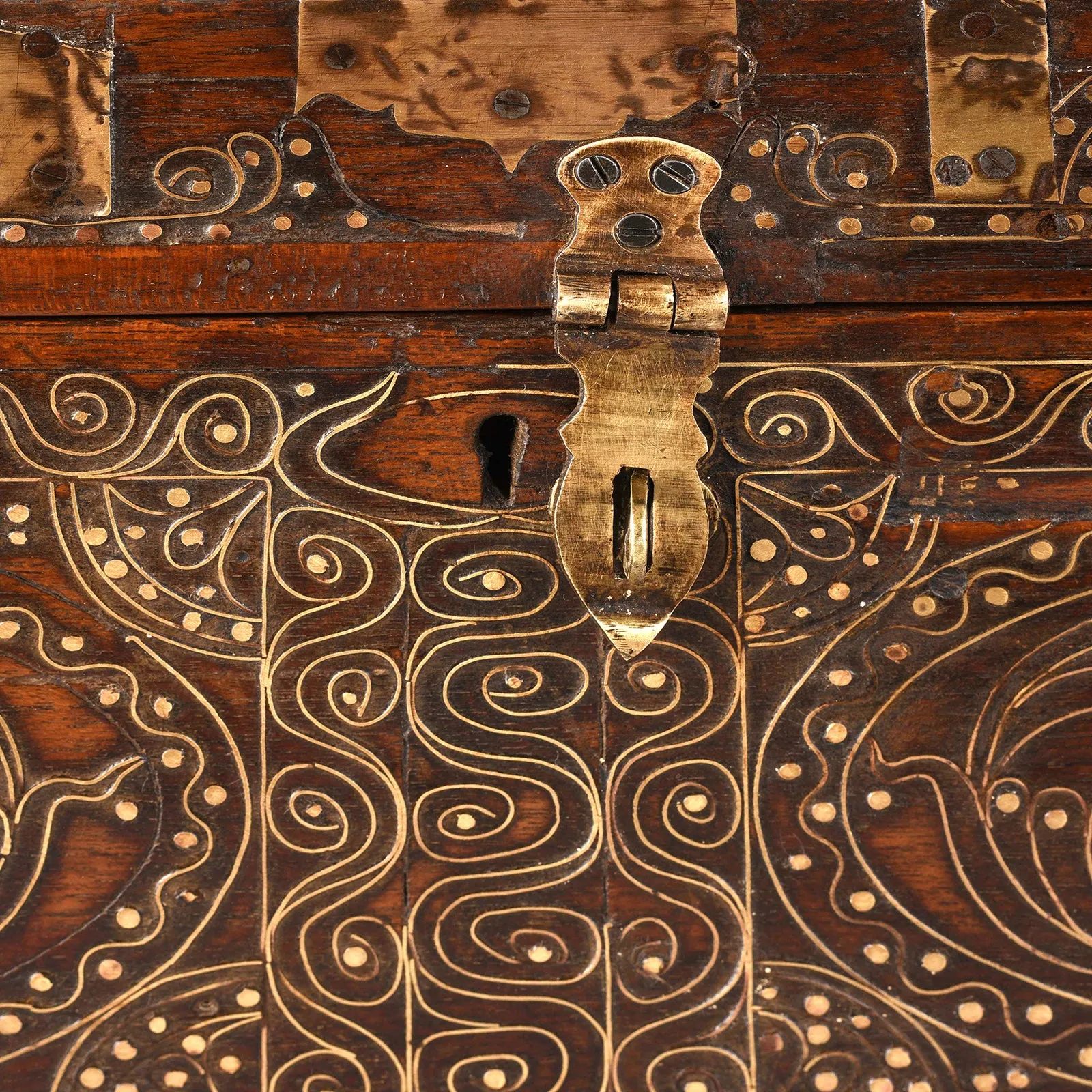 Brass Inlaid Mandalay Box From Burma - 19th Century