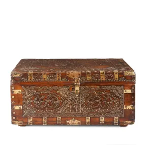 Brass Inlaid Mandalay Box From Burma - 19th Century