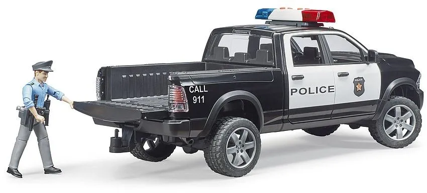 Bruder Dodge RAM 2500 Police Pickup Truck with Policeman Action Figure, Light & Sound Module