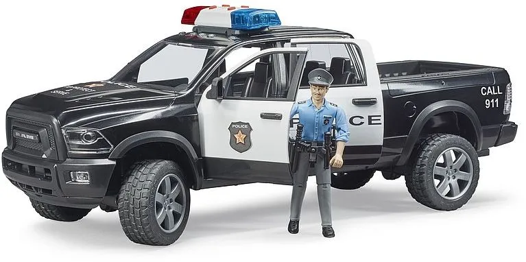 Bruder Dodge RAM 2500 Police Pickup Truck with Policeman Action Figure, Light & Sound Module