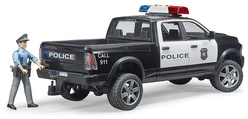 Bruder Dodge RAM 2500 Police Pickup Truck with Policeman Action Figure, Light & Sound Module