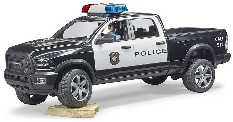 Bruder Dodge RAM 2500 Police Pickup Truck with Policeman Action Figure, Light & Sound Module