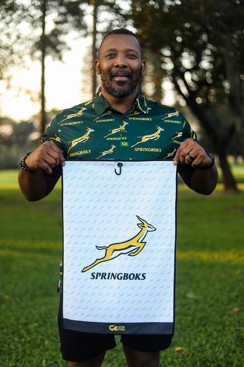 CA Springbok Waffle Golf Towel | White