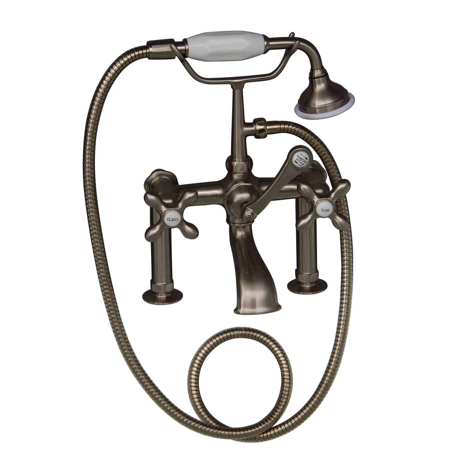 Columbus 61″ Cast Iron Double Roll Top Tub Kit – Brushed Nickel Accessories