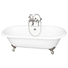 Columbus 61″ Cast Iron Double Roll Top Tub Kit – Brushed Nickel Accessories