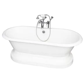 Columbus 61″ Cast Iron Double Roll Top Tub Kit – Polished Chrome Accessories