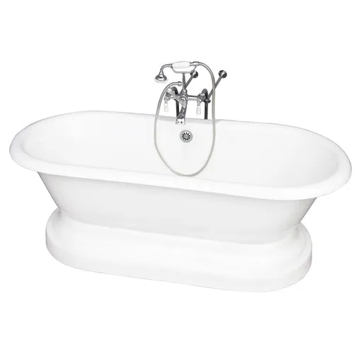 Columbus 61″ Cast Iron Double Roll Top Tub Kit – Polished Chrome Accessories