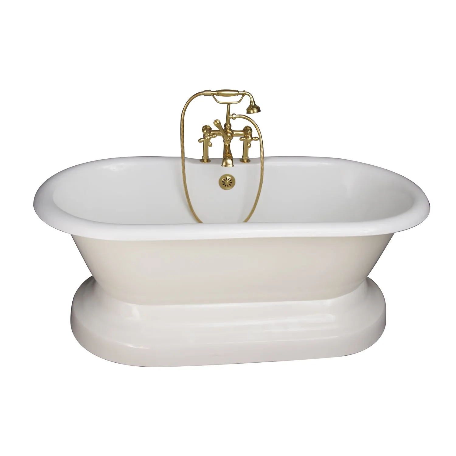 Columbus 61" Cast Iron Double Roll Top Tub Kit-Polished Brass Accessories