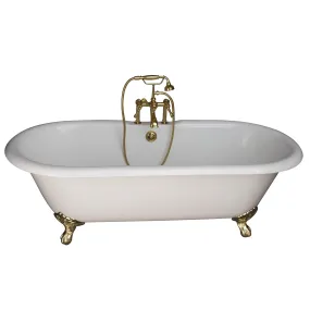 Columbus 61" Cast Iron Double Roll Top Tub Kit-Polished Brass Accessories