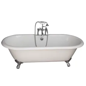 Columbus 61" Cast Iron Double Roll Top Tub Kit-Polished Chrome Accessories