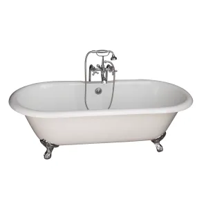 Columbus 61" Cast Iron Double Roll Top Tub Kit-Polished Chrome Accessories