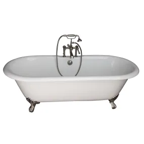 Columbus 61" Cast Iron Double Roll Top Tub Kit-Polished Nickel Accessories