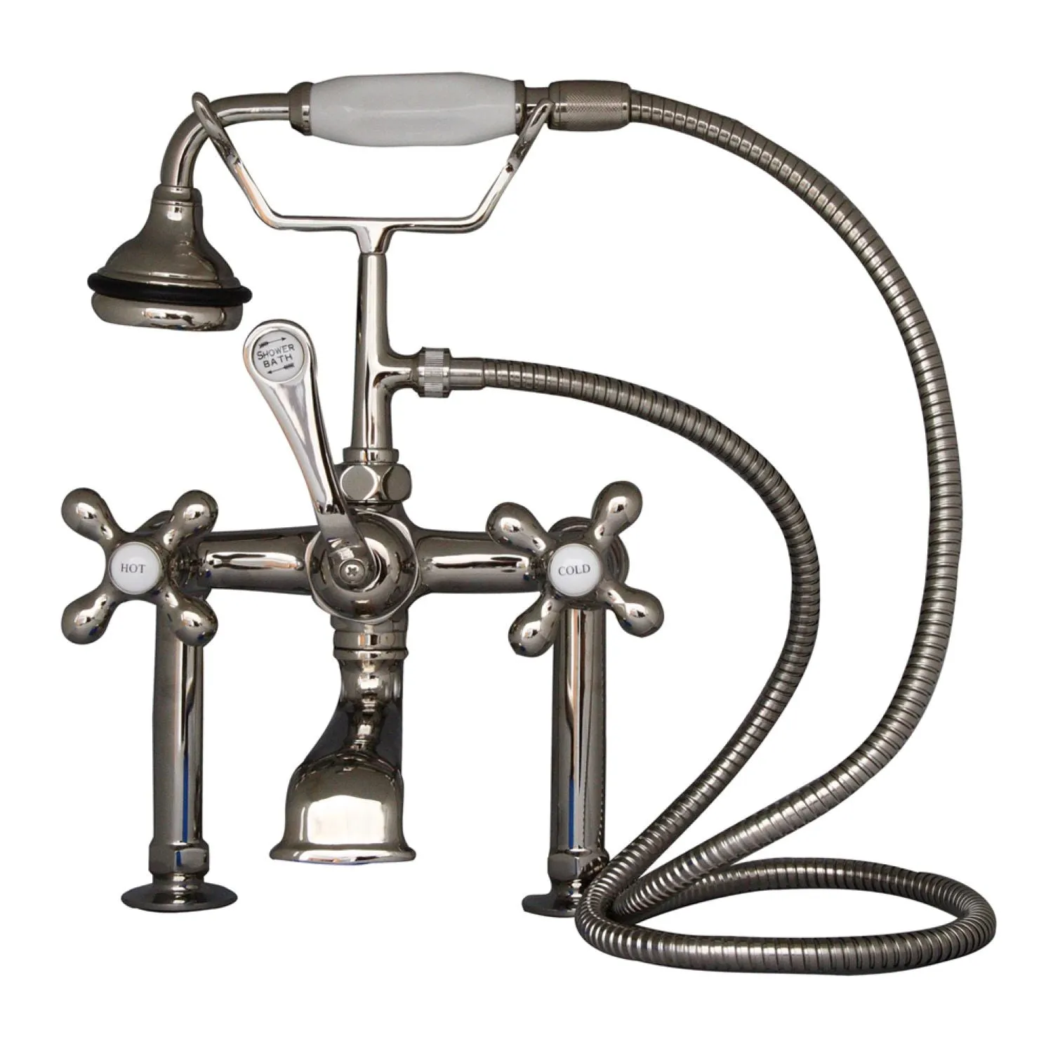 Columbus 61" Cast Iron Double Roll Top Tub Kit-Polished Nickel Accessories