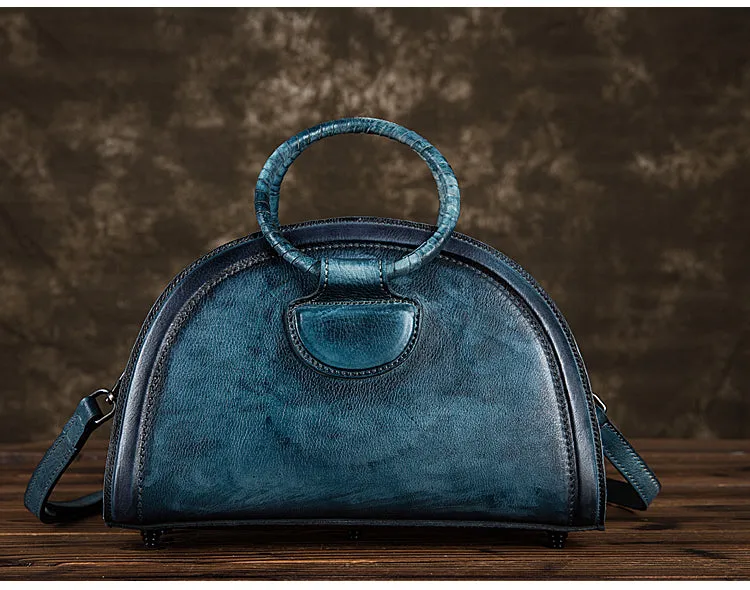 Cool Womens Half-Round Bag Leather Crossbody Bags Handbags for Women