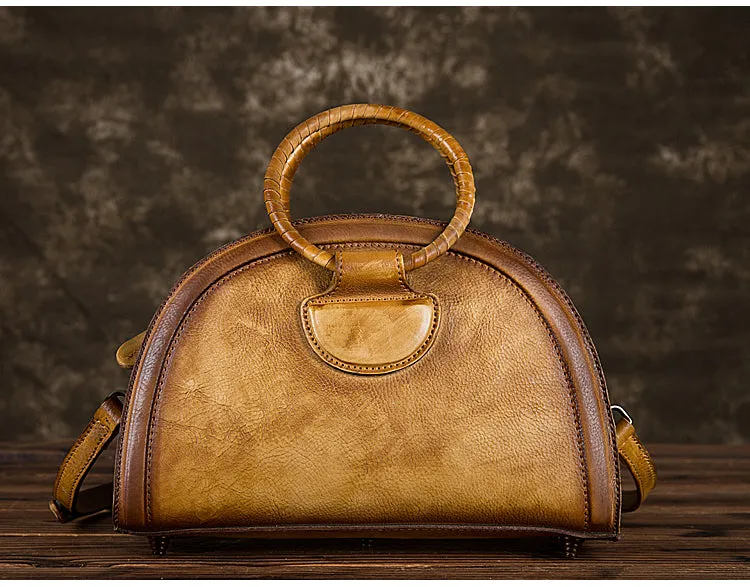 Cool Womens Half-Round Bag Leather Crossbody Bags Handbags for Women