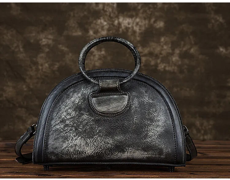 Cool Womens Half-Round Bag Leather Crossbody Bags Handbags for Women