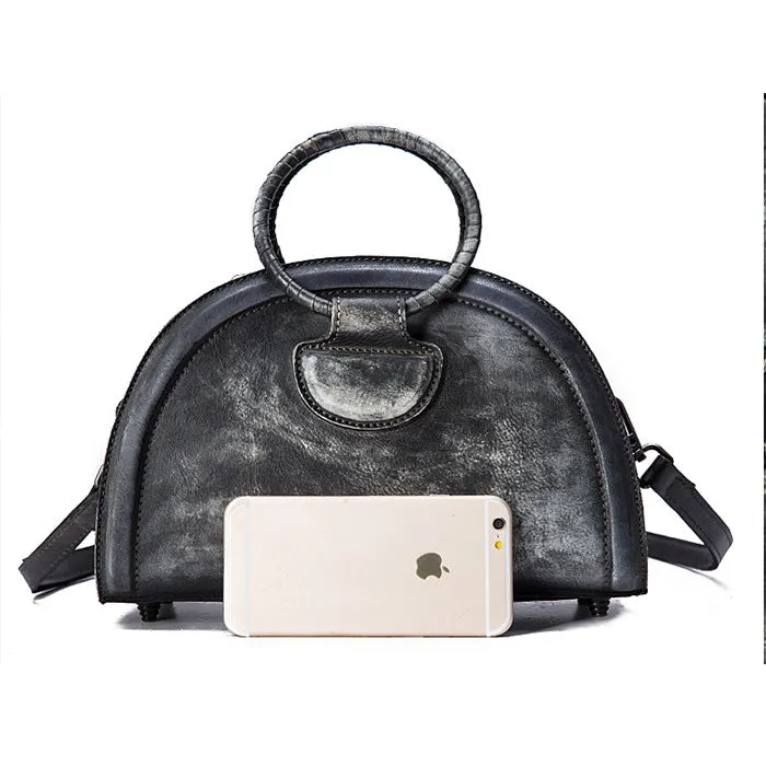 Cool Womens Half-Round Bag Leather Crossbody Bags Handbags for Women