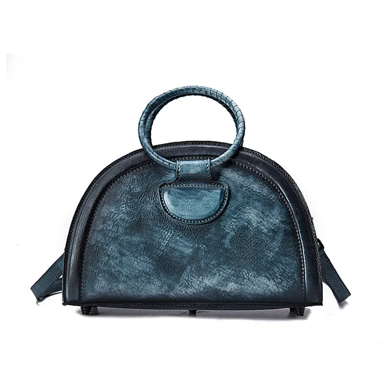Cool Womens Half-Round Bag Leather Crossbody Bags Handbags for Women
