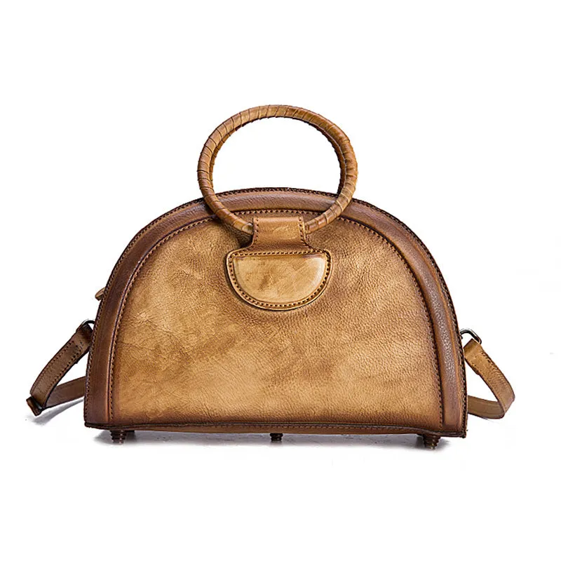 Cool Womens Half-Round Bag Leather Crossbody Bags Handbags for Women