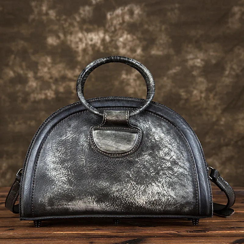 Cool Womens Half-Round Bag Leather Crossbody Bags Handbags for Women