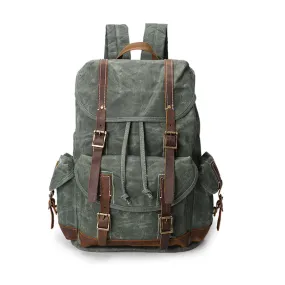 Crazy Horse Canvas Leather Backpack, Travlling Laptop Backpack, Vintage Waterproof Shoulder Outing Bag