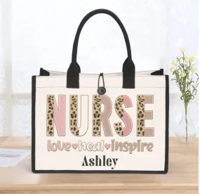 Custom Nurse Canvas tote bag Inspirational Quote Premium Tote Bag