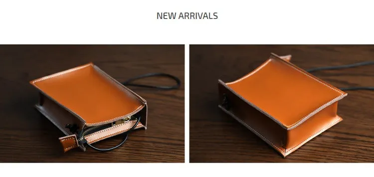 Cute Brown Leather Phone Purse Women Side Bag Box Phone Crossbody Purse For Women