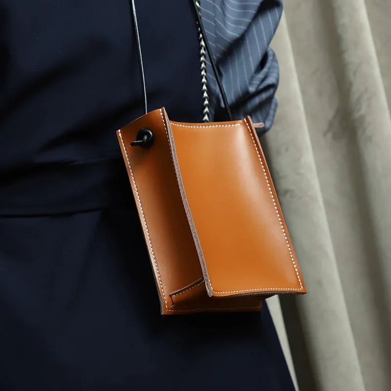 Cute Brown Leather Phone Purse Women Side Bag Box Phone Crossbody Purse For Women