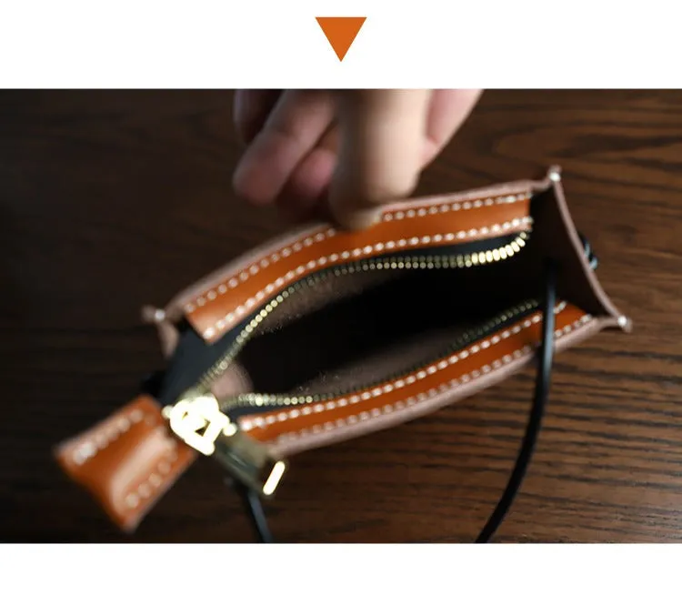 Cute Brown Leather Phone Purse Women Side Bag Box Phone Crossbody Purse For Women