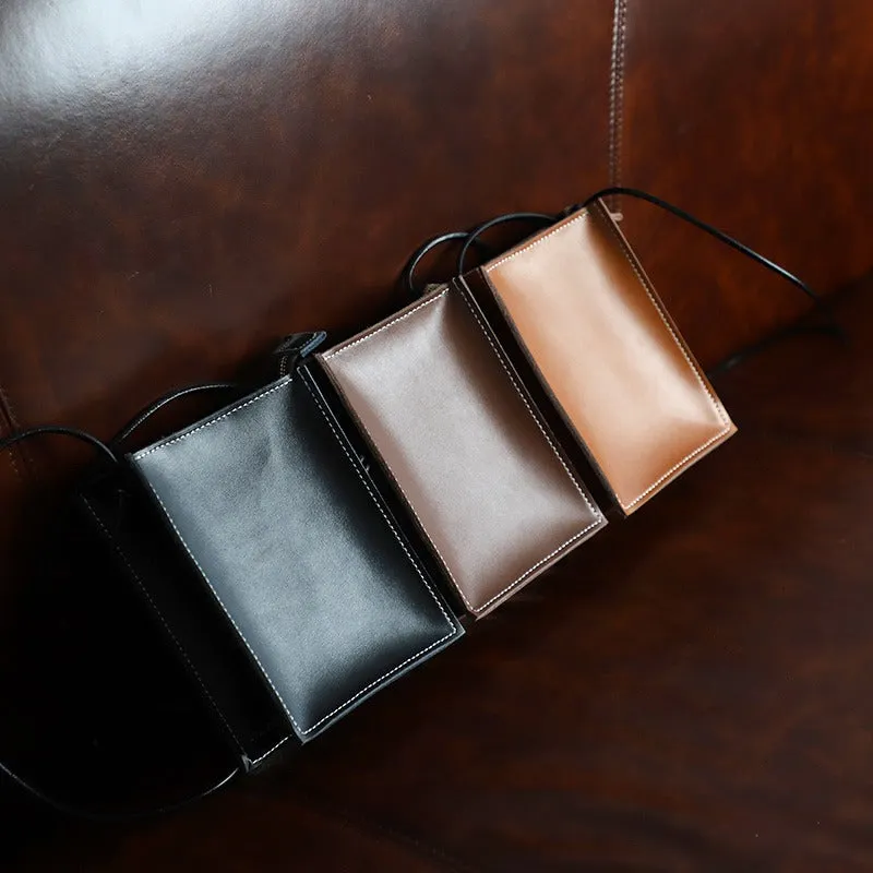 Cute Brown Leather Phone Purse Women Side Bag Box Phone Crossbody Purse For Women