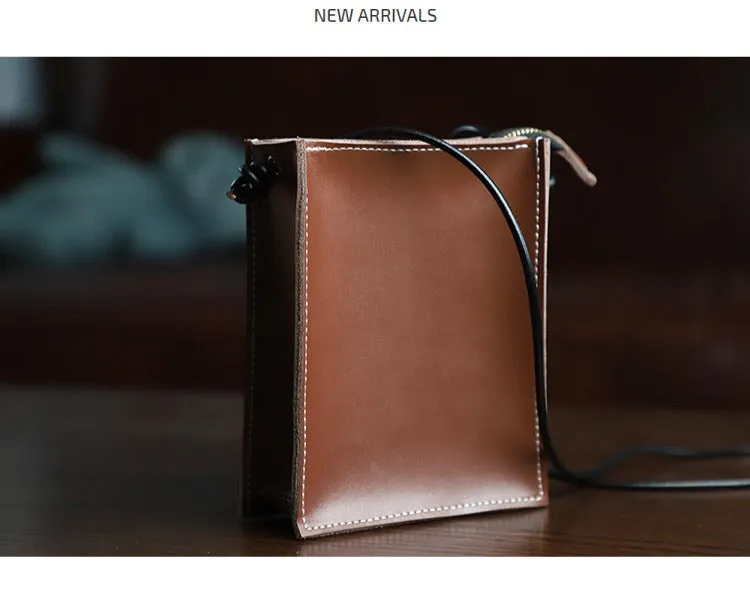 Cute Brown Leather Phone Purse Women Side Bag Box Phone Crossbody Purse For Women