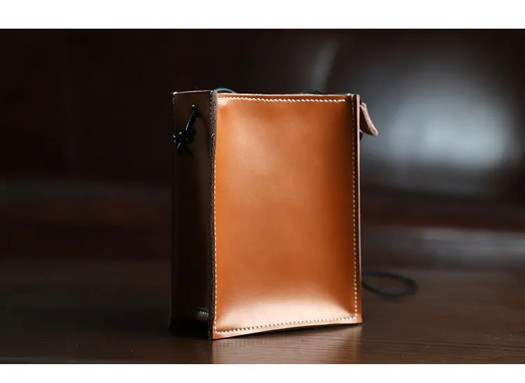 Cute Brown Leather Phone Purse Women Side Bag Box Phone Crossbody Purse For Women