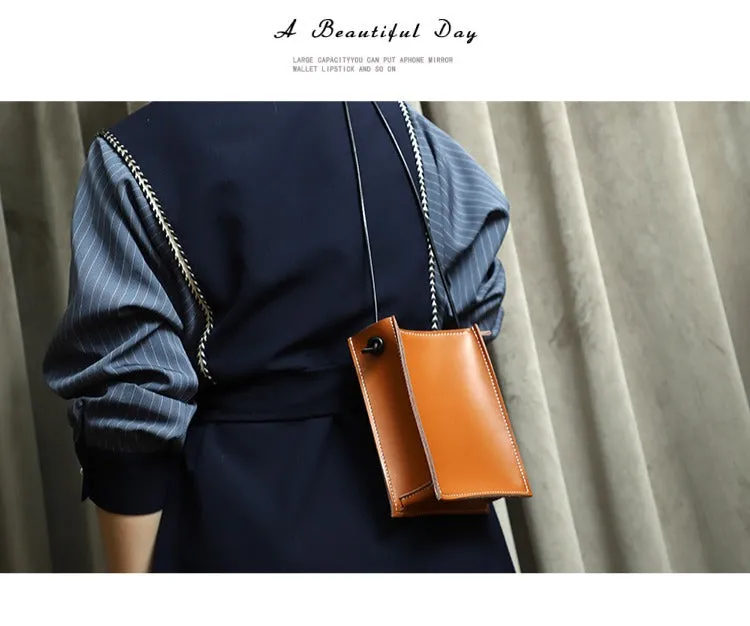 Cute Brown Leather Phone Purse Women Side Bag Box Phone Crossbody Purse For Women