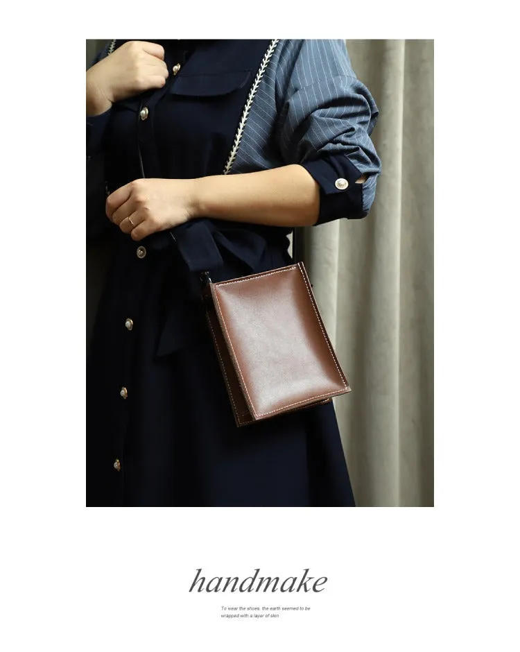 Cute Brown Leather Phone Purse Women Side Bag Box Phone Crossbody Purse For Women