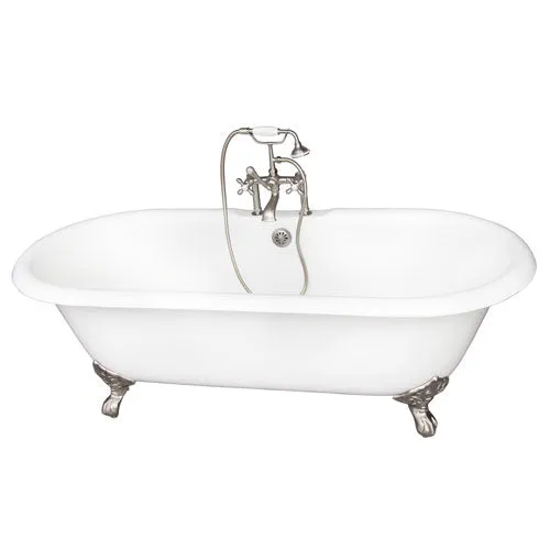 Duet 67″ Cast Iron Double Roll Top Tub Kit – Brushed Nickel Accessories