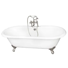 Duet 67″ Cast Iron Double Roll Top Tub Kit – Brushed Nickel Accessories