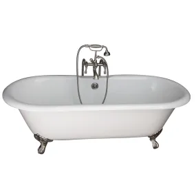 Duet 67" Cast Iron Double Roll Top Tub Kit-Brushed Nickel Accessories