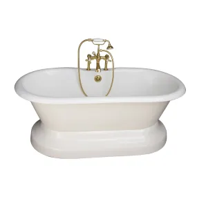 Duet 67" Cast Iron Double Roll Top Tub Kit-Polished Brass Accessories