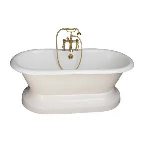 Duet 67" Cast Iron Double Roll Top Tub Kit-Polished Brass Accessories