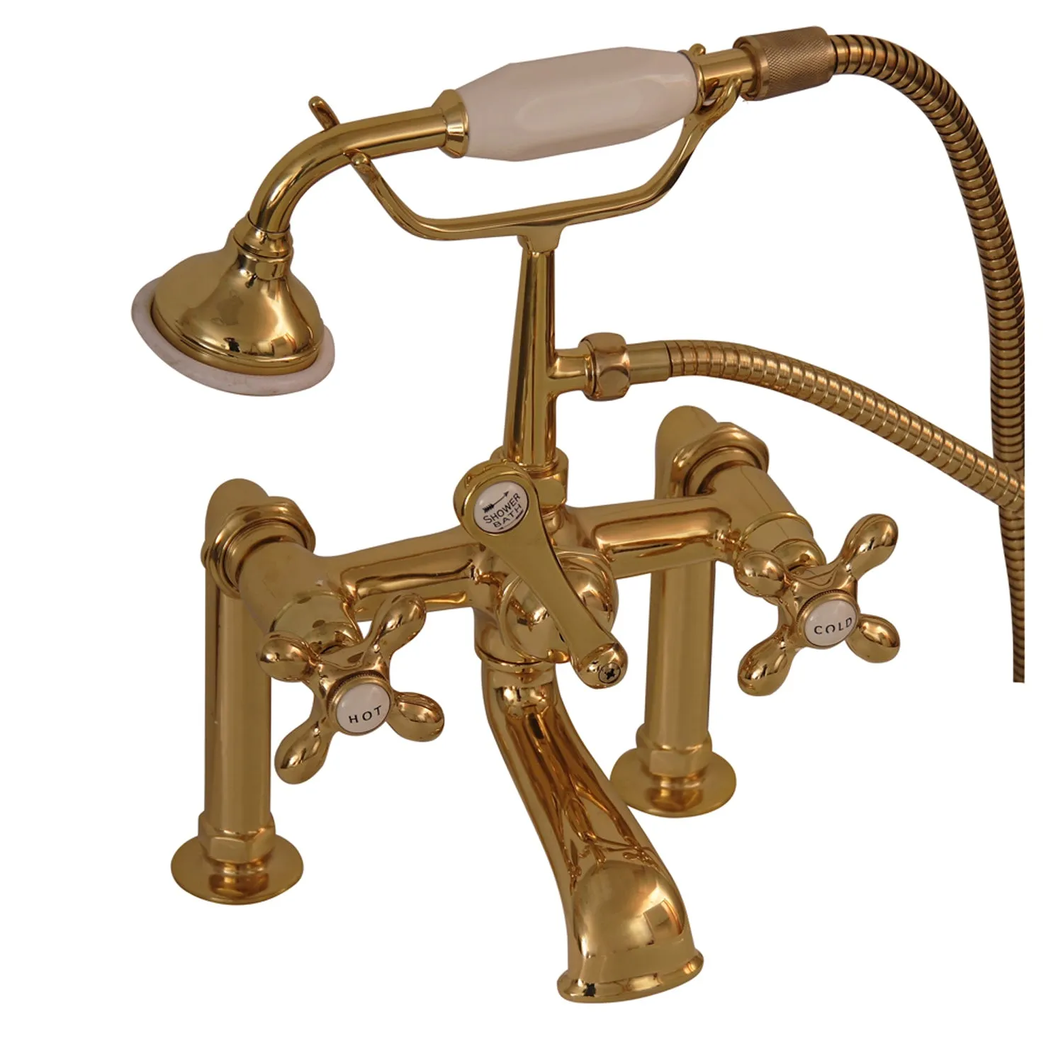 Duet 67" Cast Iron Double Roll Top Tub Kit-Polished Brass Accessories